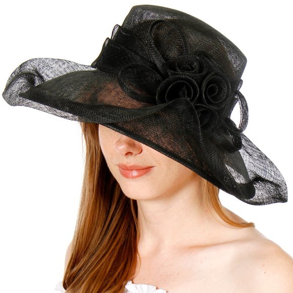 New Sinamay rose dress Church Kentucky Derby hat